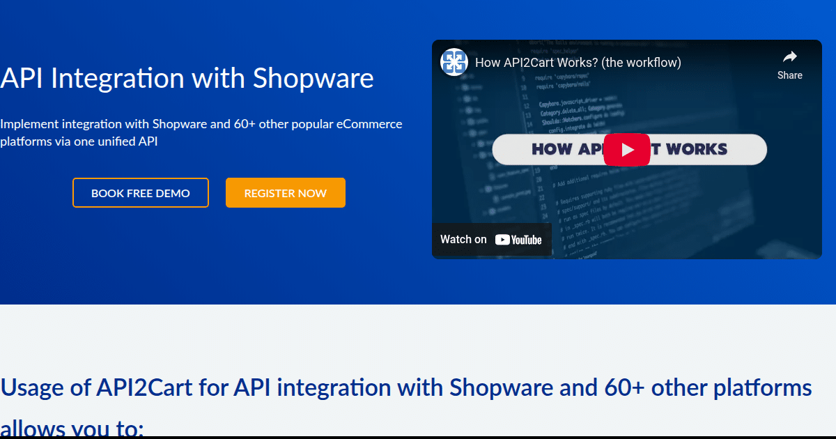 API Integration with Shopware - API2Cart