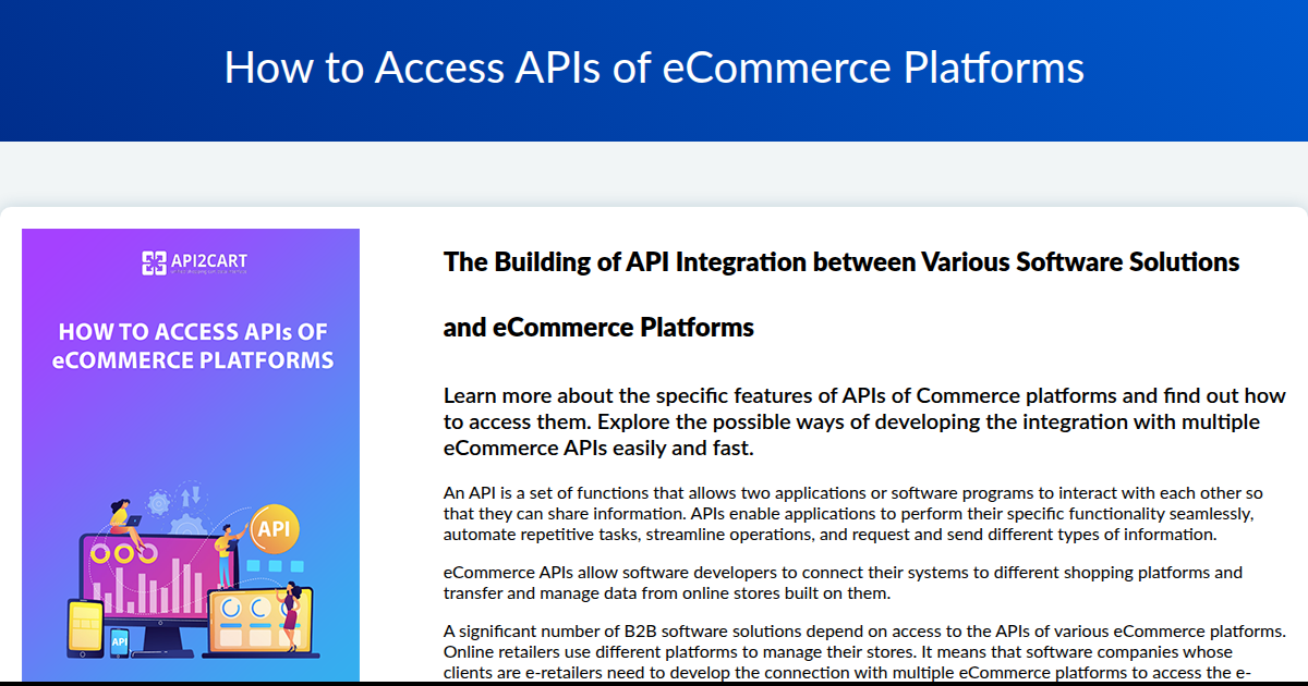 How to Access APIs - API2Cart - Unified eCommerce API