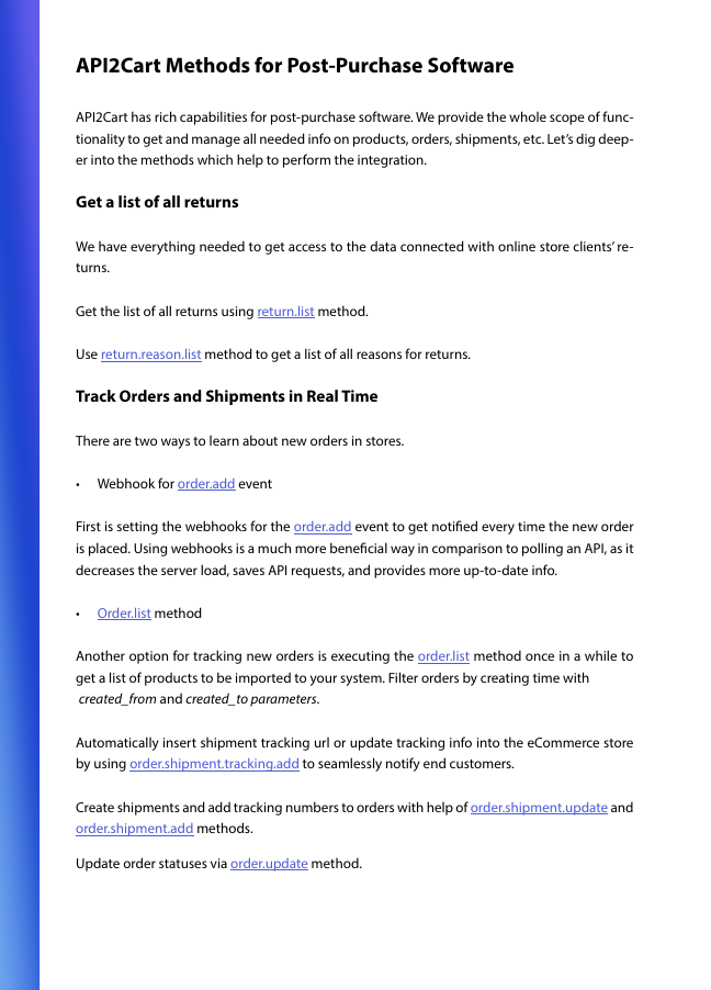Post-Purchace API Integration