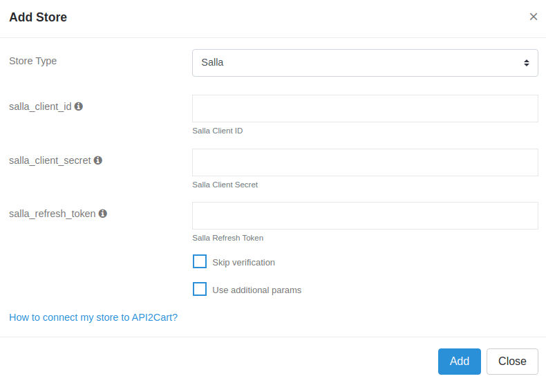 How to connect Salla to API2Cart