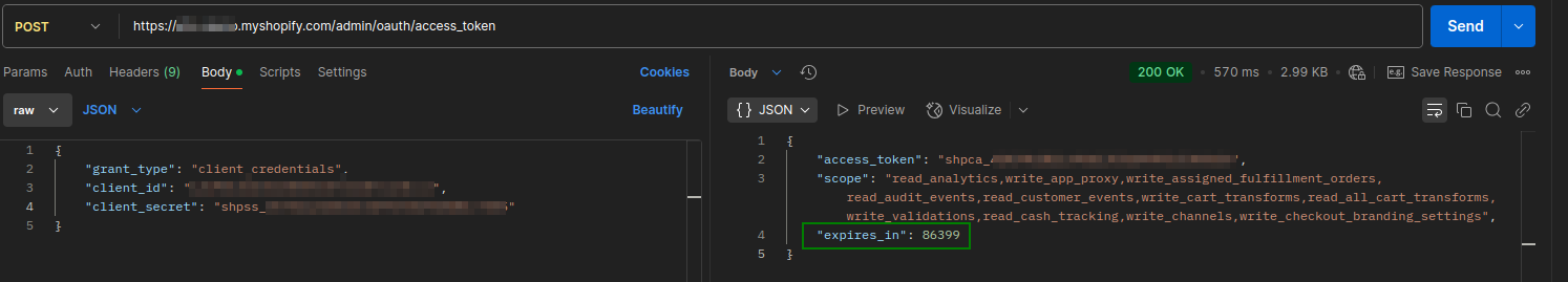 Access token response