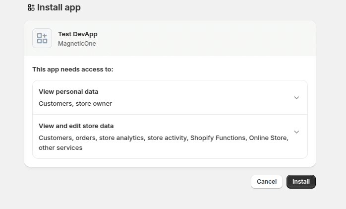 Select store and confirm installation