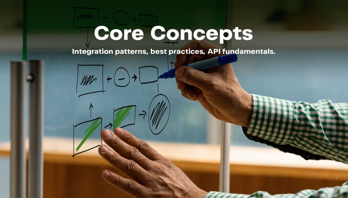 A person writing an integration workflow diagram on a glass board with a blue marker pen.